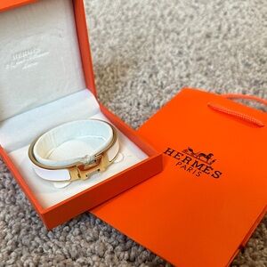 Hermès White and Gold Bracelet